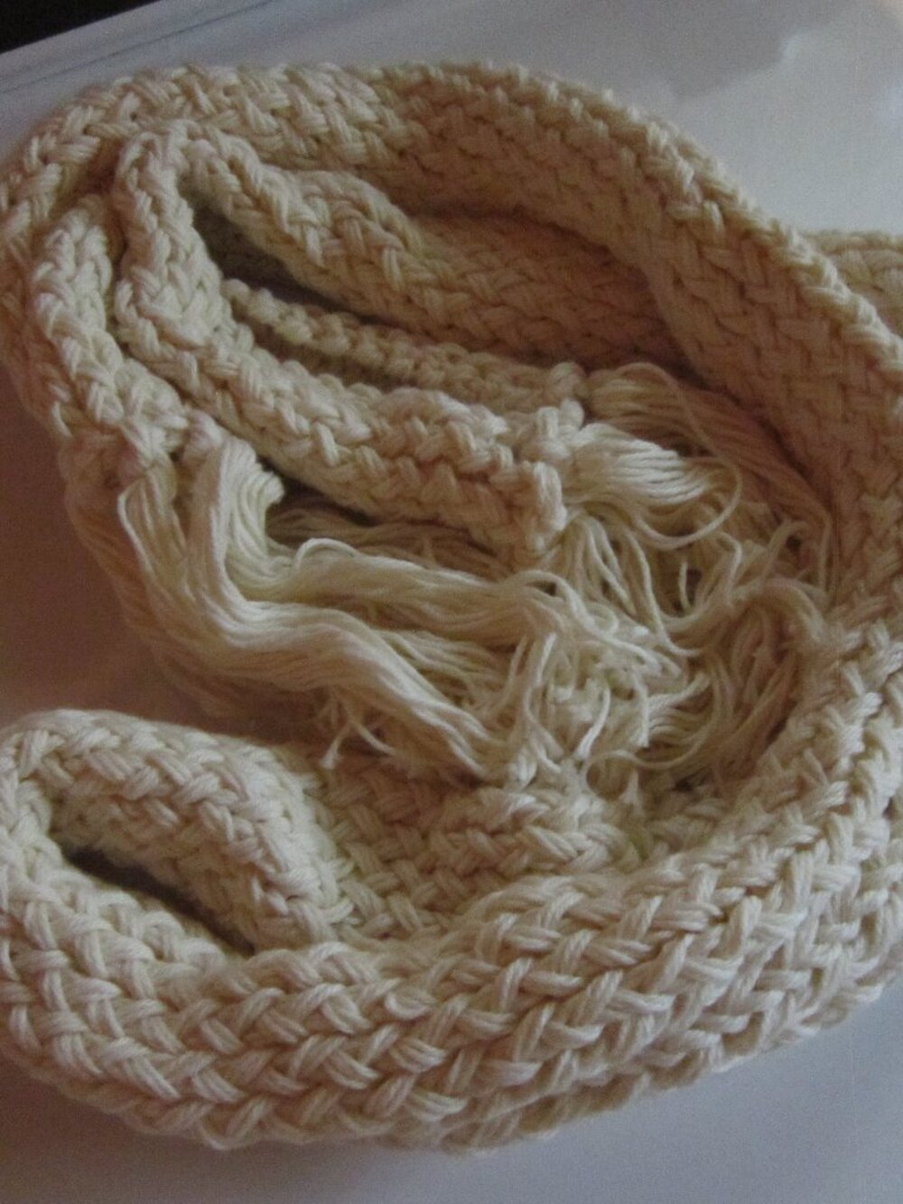 Undyed Organic Cotton Scarf, Loom Knit, Approx. 84" long and 6.5" wide